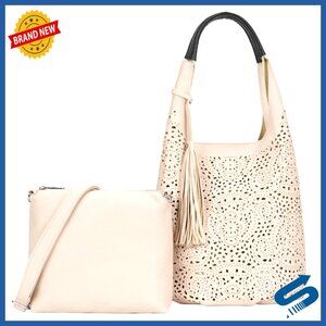 Large Vegan Leather Hobo Tote with Detachable Crossbody Bag for Work and Daily
